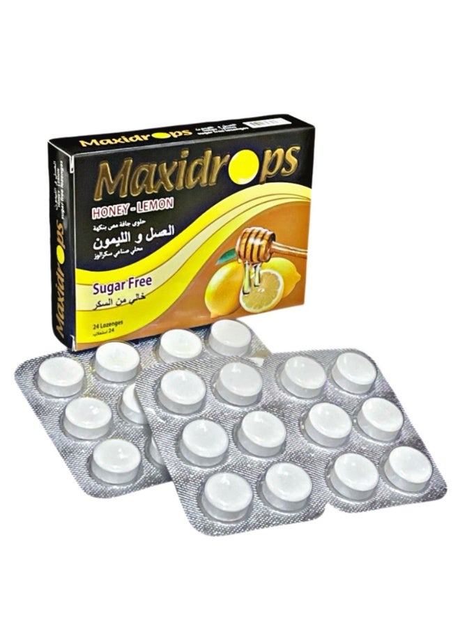 Maxidrops, Honey & Lemon Sugar Free Lozenges 24 pieces - Image 1